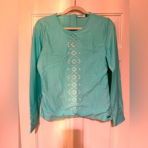 NWOT Cabana Life Large Teal SPF Swim Shirt